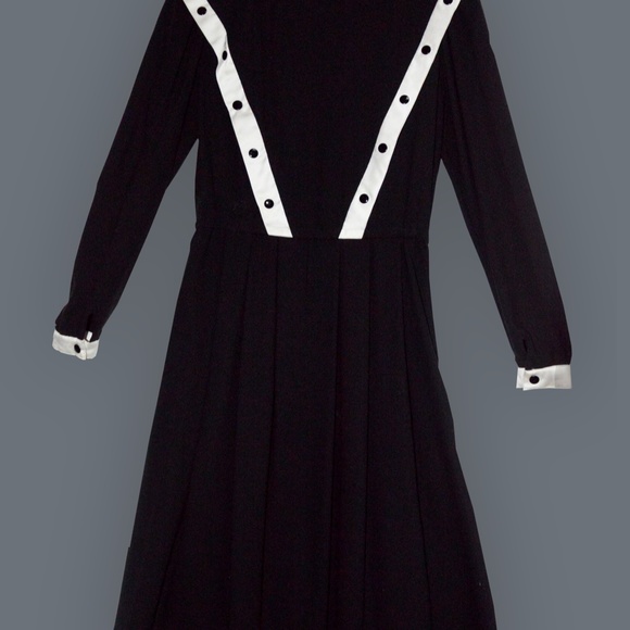 Vintage 1980s Black and White Midi Dress - Picture 3 of 7
